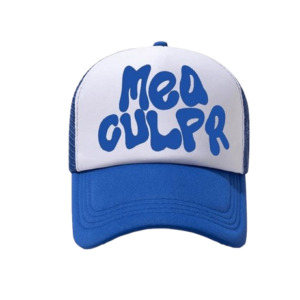 Mea Culpa Trucker Hat Blue & White